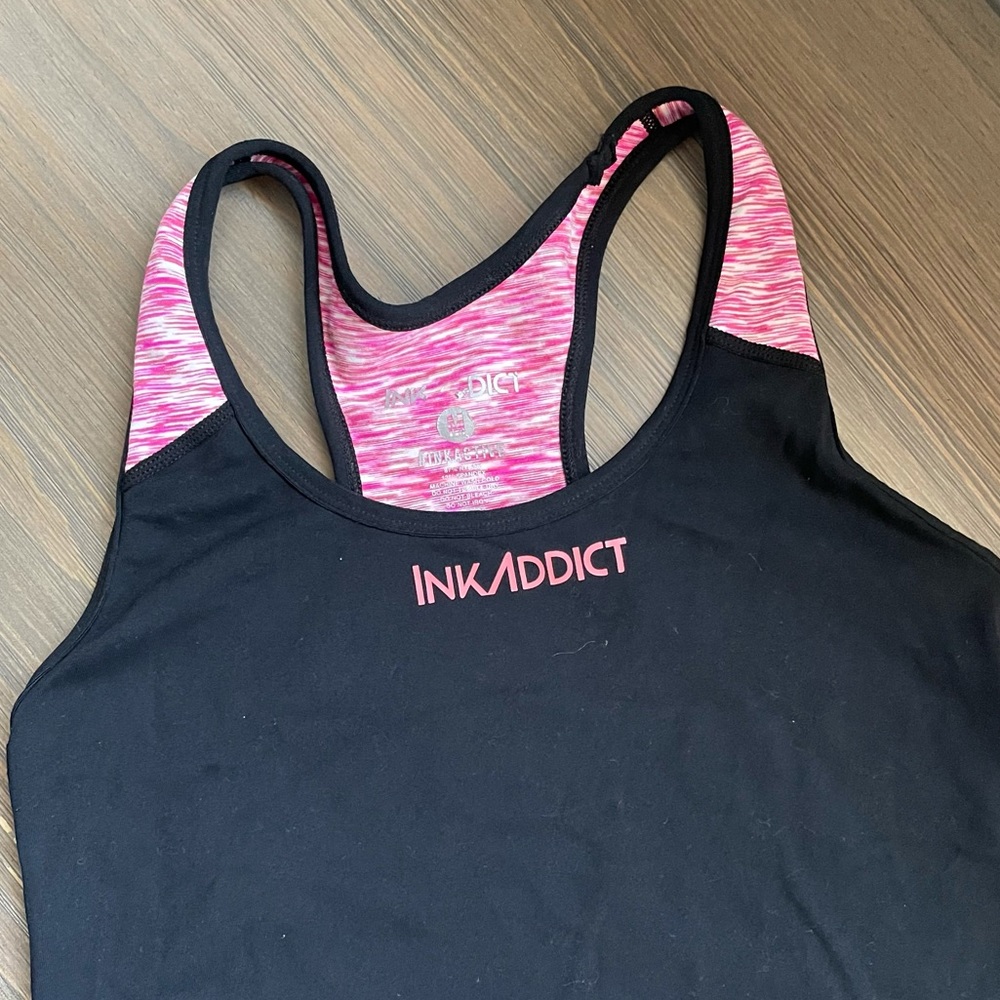 Ink Addict black/pink tank top workout tank